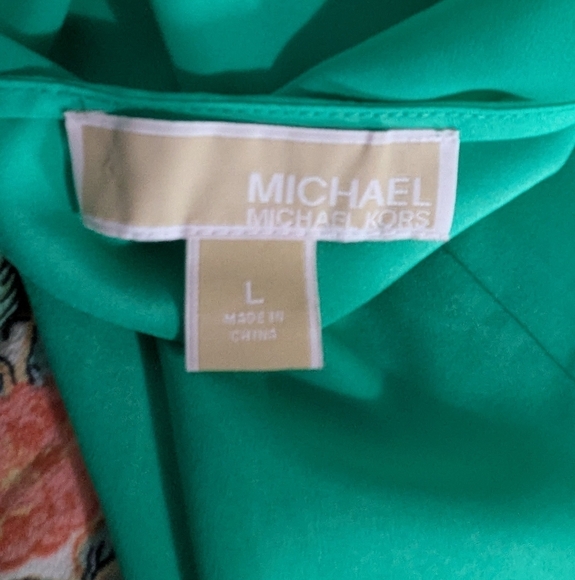 MICHAEL KORS Women's Green BLOUSE Sleeveless WORK Casual Women Shirt Large - Picture 7 of 9